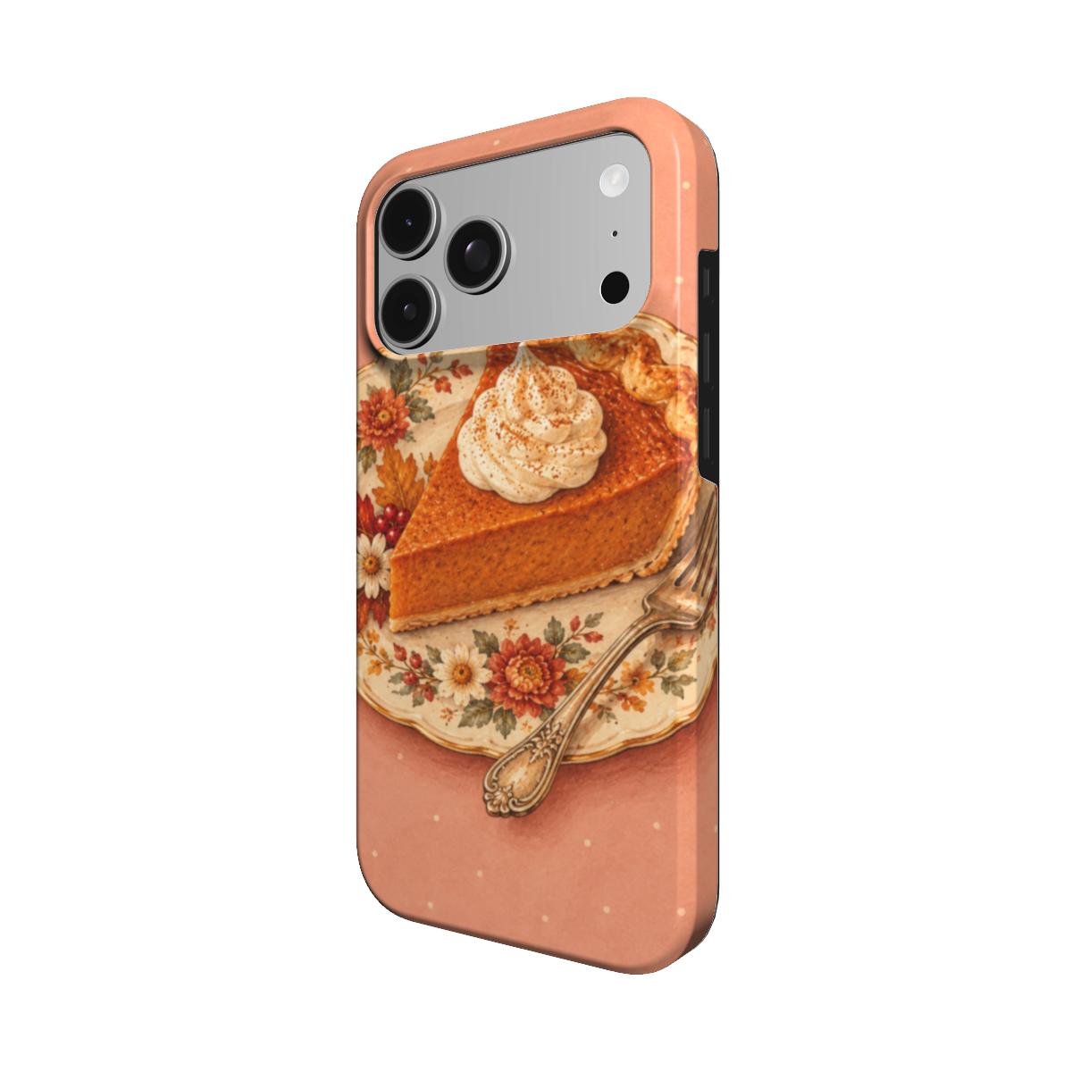 Pumpkin Pie Slice phone case — MagSafe iPhone case, angled view
