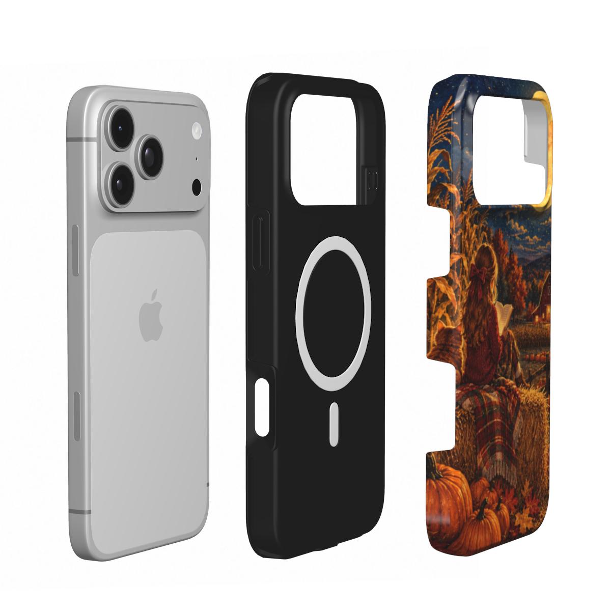 Harvest Moon Reader phone case — MagSafe iPhone case, shell and liner views