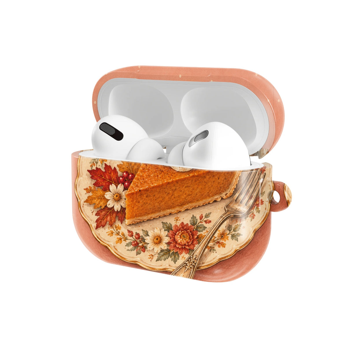 Pumpkin Pie Slice AirPods case — open angled view