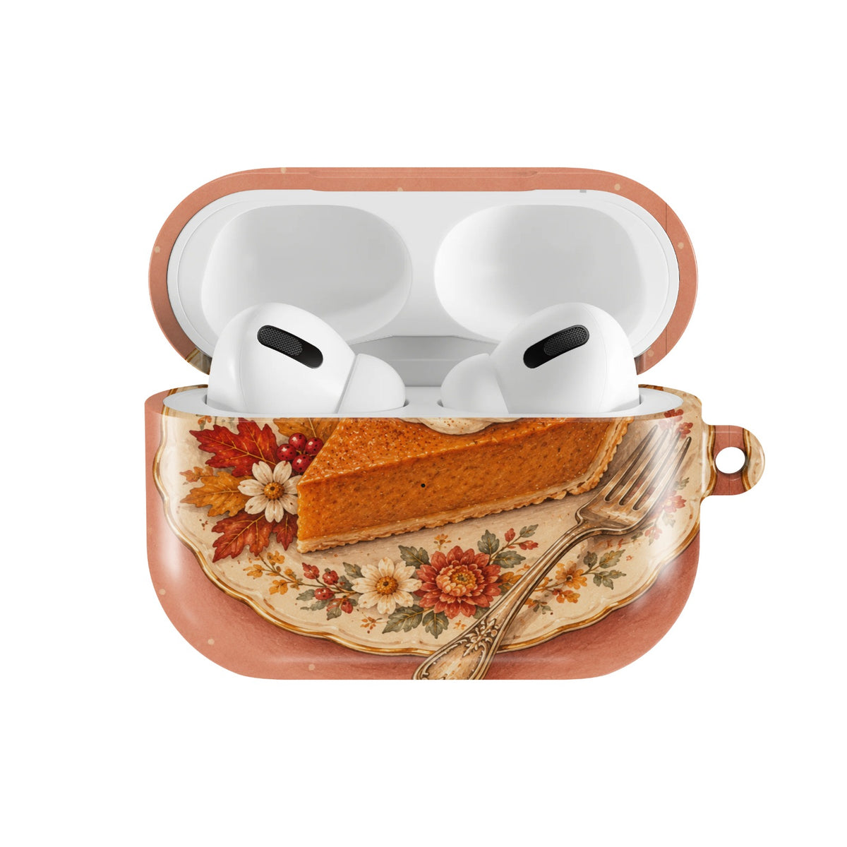 Pumpkin Pie Slice AirPods case — open front view