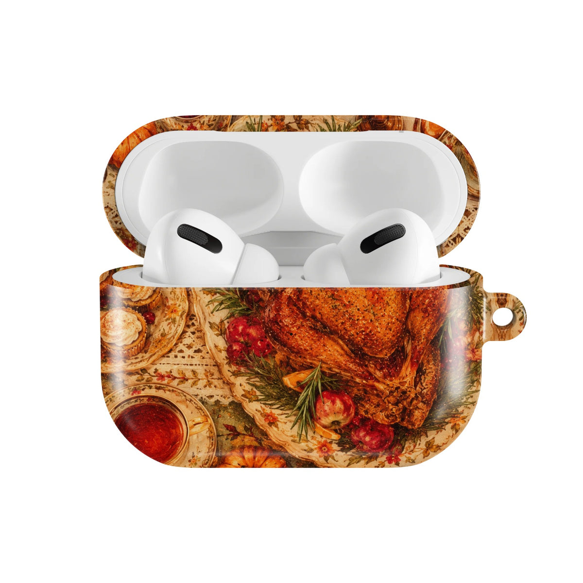 Thanksgiving Table AirPods case — open front view