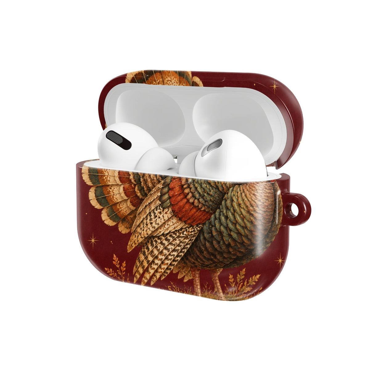 Vintage Turkey AirPods case — open angled view