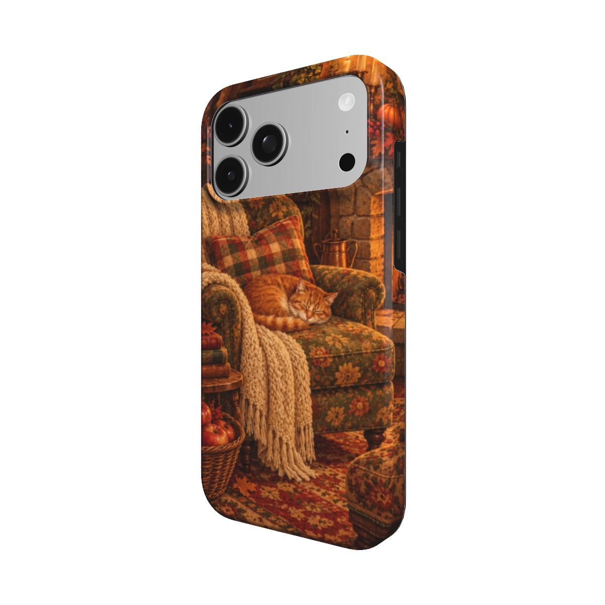 Cozy Reading Nook phone case — MagSafe iPhone case, angled view