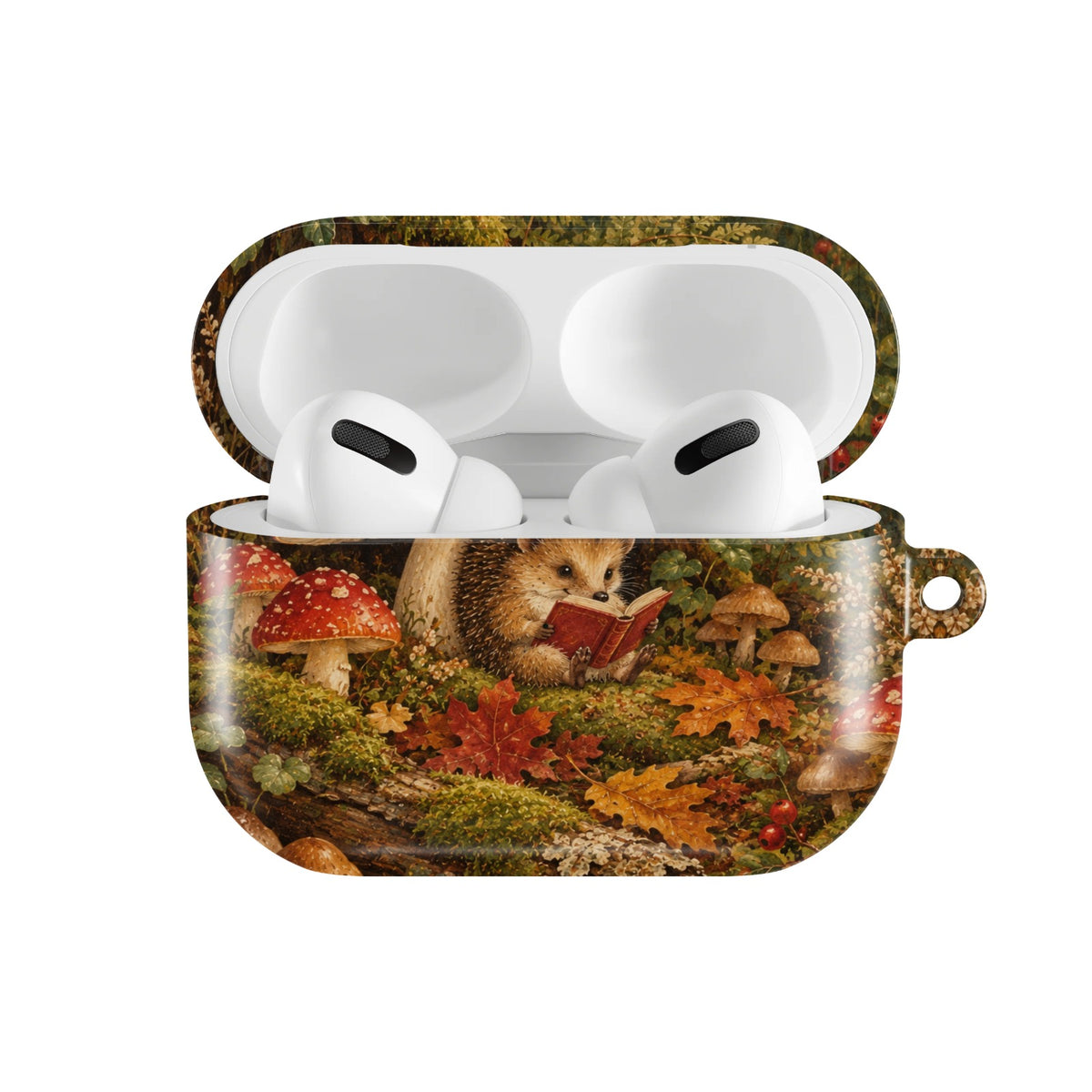 Mushroom Forest AirPods case — open front view
