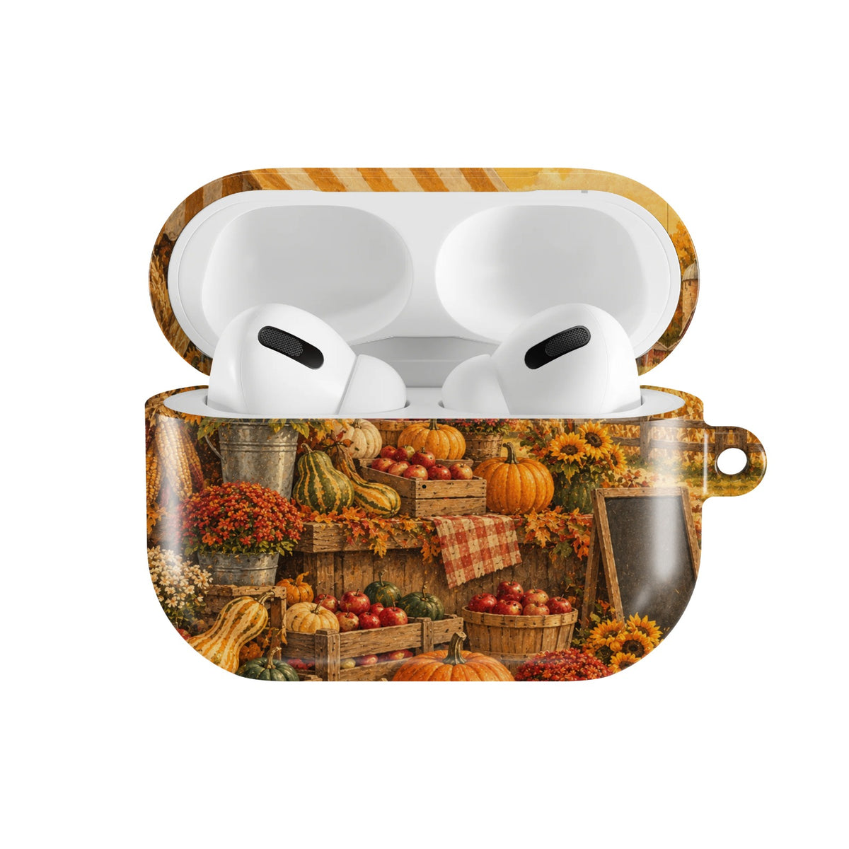 Harvest Market AirPods case — open front view