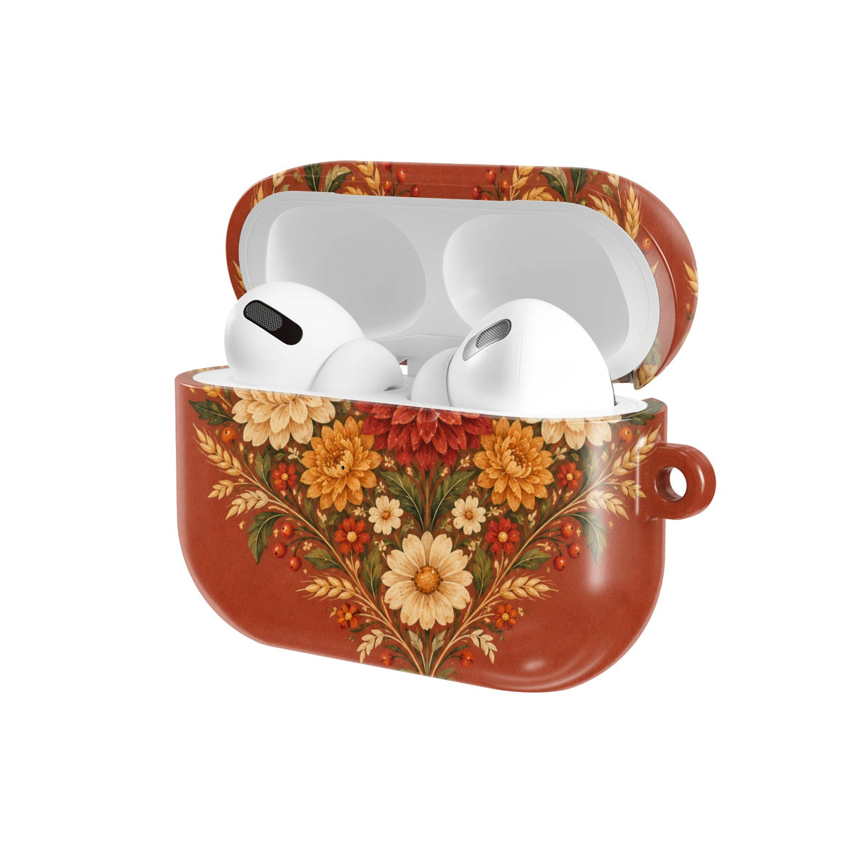 Grateful Hearts AirPods case — open angled view