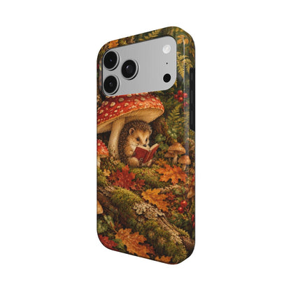 Mushroom Forest phone case — MagSafe iPhone case, angled view
