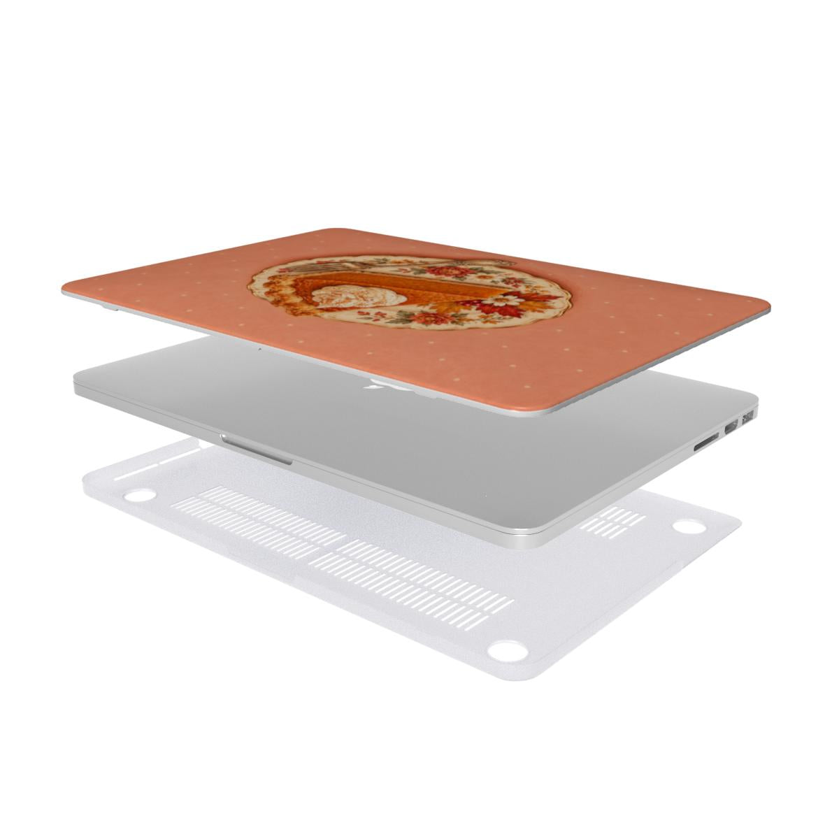 Pumpkin Pie Slice MacBook case — hard-shell laptop cover, two-piece shell view