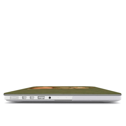 Sage Pumpkin Stack MacBook case — hard-shell laptop cover, side view with ports