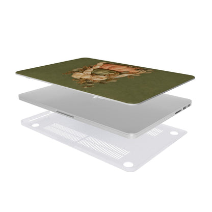 Sage Pumpkin Stack MacBook case — hard-shell laptop cover, two-piece shell view