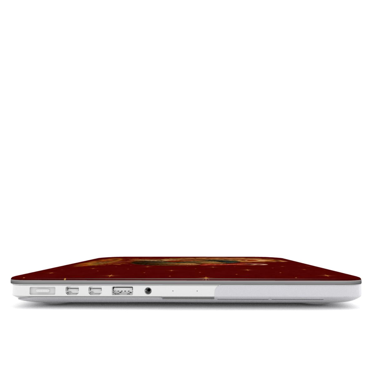 Vintage Turkey MacBook case — hard-shell laptop cover, side view with ports