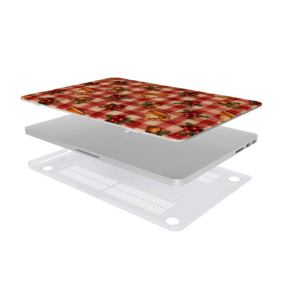 Cranberry Gingham MacBook case — hard-shell laptop cover, two-piece shell view