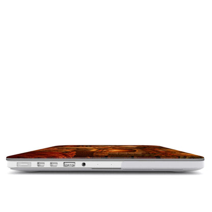 Cozy Reading Nook MacBook case — hard-shell laptop cover, side view with ports