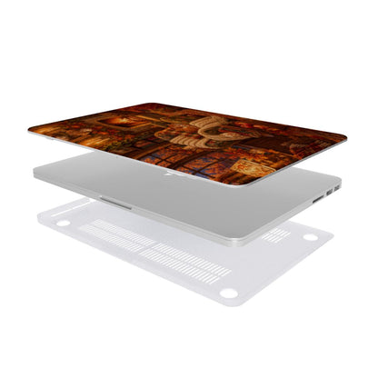 Cozy Reading Nook MacBook case — hard-shell laptop cover, two-piece shell view