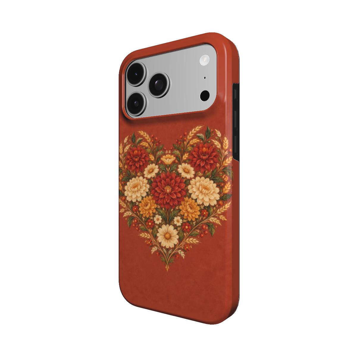 Grateful Hearts phone case — MagSafe iPhone case, angled view