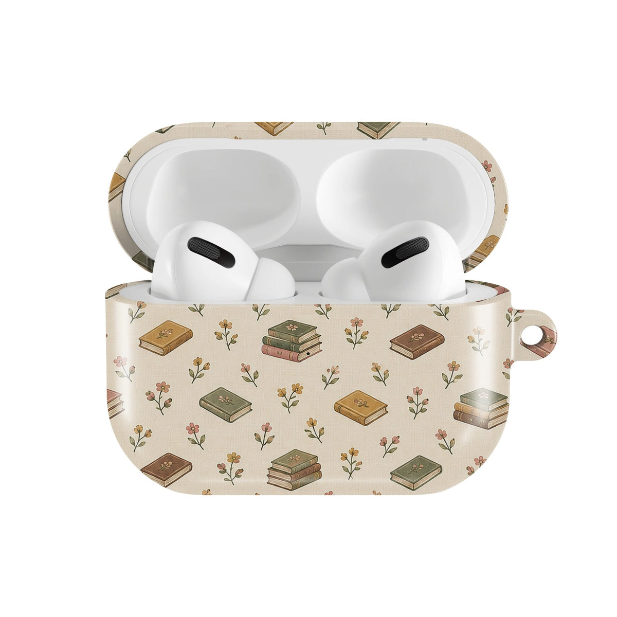 Tiny Books AirPods case — open front view