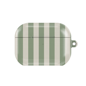 Sage Cream Stripe AirPods Case