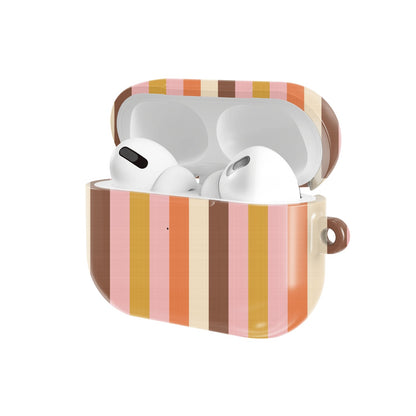 Retro Candy Stripe AirPods case — open angled view