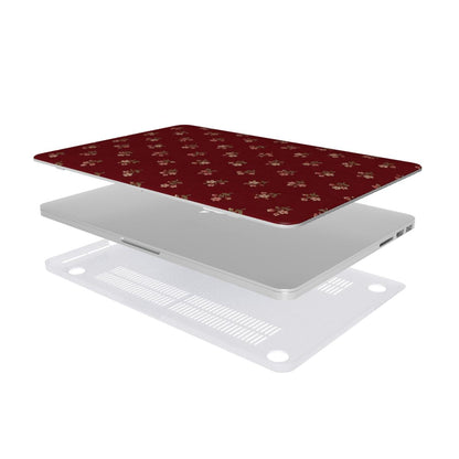 Burgundy Ditsy Floral MacBook case — hard-shell laptop cover, two-piece shell view