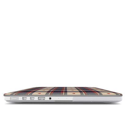 Heart Plaid MacBook case — hard-shell laptop cover, side view with ports