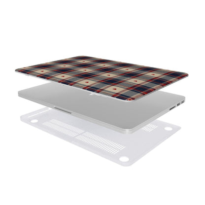Heart Plaid MacBook case — hard-shell laptop cover, two-piece shell view