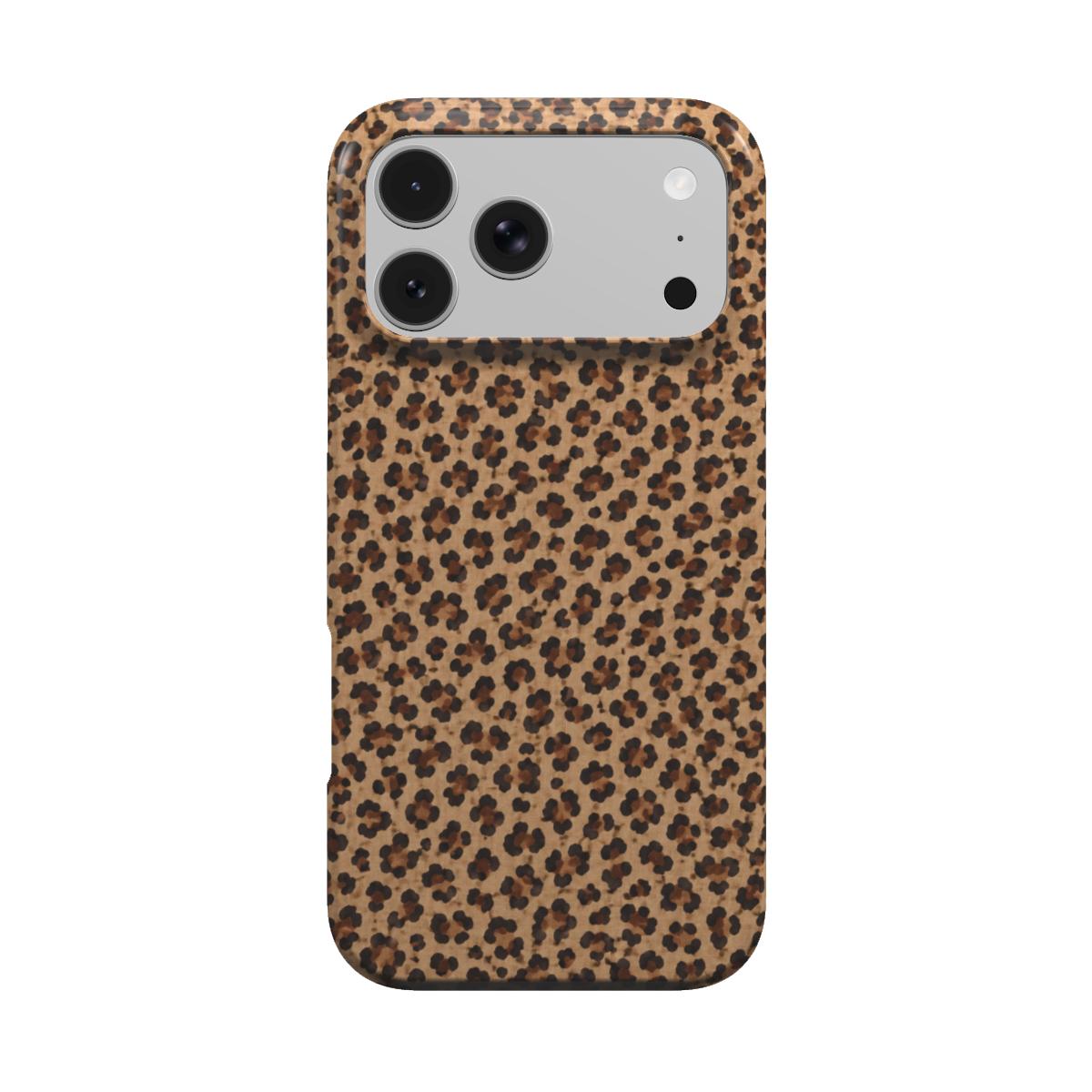 Classic Leopard phone case — classic leopard spots on warm caramel, MagSafe iPhone case, front view