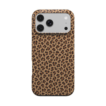 Classic Leopard phone case — classic leopard spots on warm caramel, MagSafe iPhone case, front view