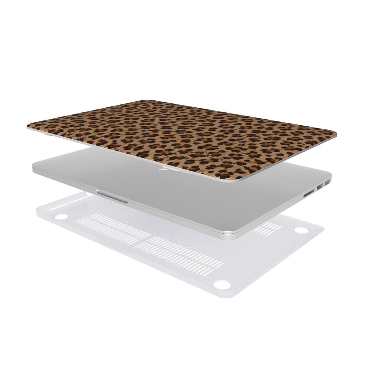 Classic Leopard MacBook case — hard-shell laptop cover, two-piece shell view