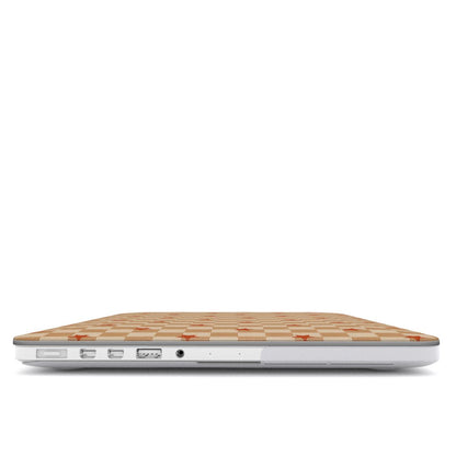 Checkered Stars MacBook case — hard-shell laptop cover, side view with ports