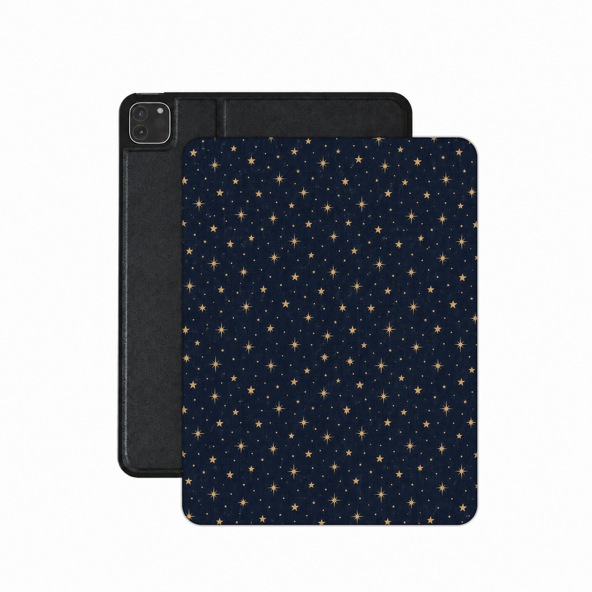Gold Stars Navy iPad case — tiny gold stars on deep midnight navy