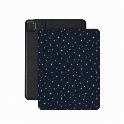Gold Stars Navy iPad case — tiny gold stars on deep midnight navy