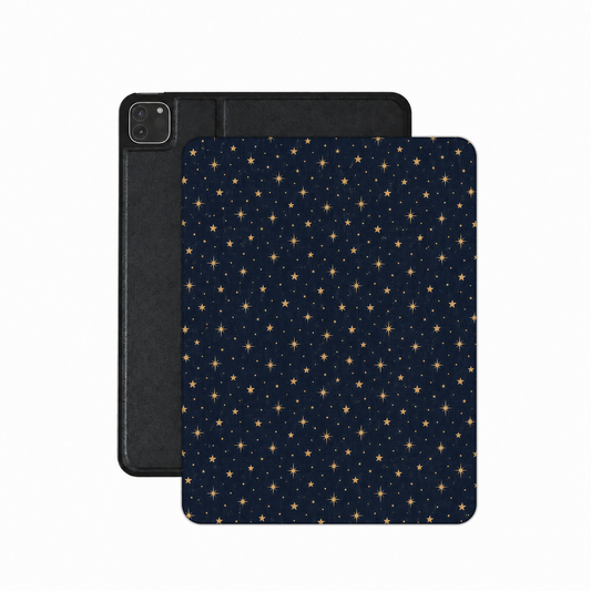 Gold Stars Navy iPad case — tiny gold stars on deep midnight navy