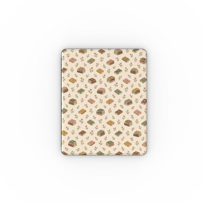 Tiny Books iPad case — little stacks of vintage books and wildflowers on cream