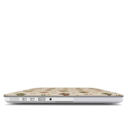 Tiny Books MacBook case — hard-shell laptop cover, side view with ports