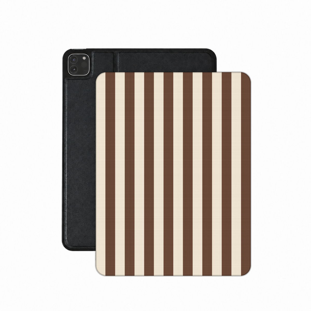 Mocha Cream Stripe iPad case — mocha brown and cream stripes