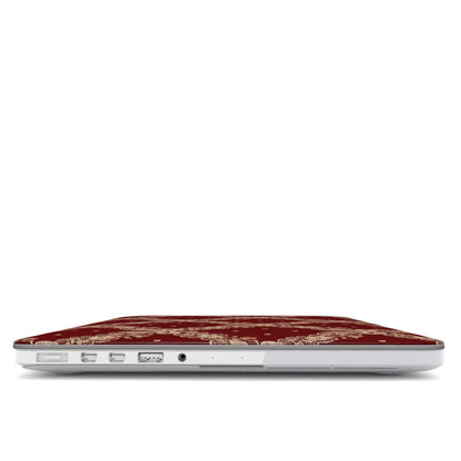 Burgundy Lace MacBook case — hard-shell laptop cover, side view with ports