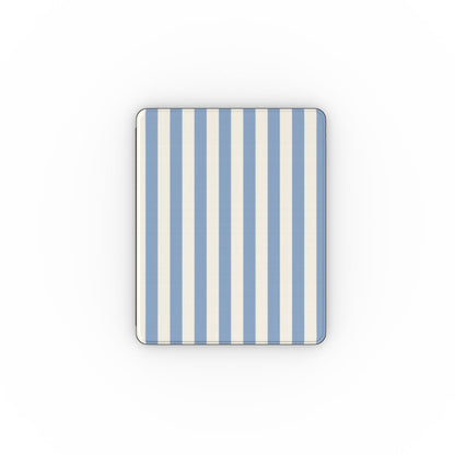 Dusty Blue Stripe iPad case — dusty blue and cream stripes