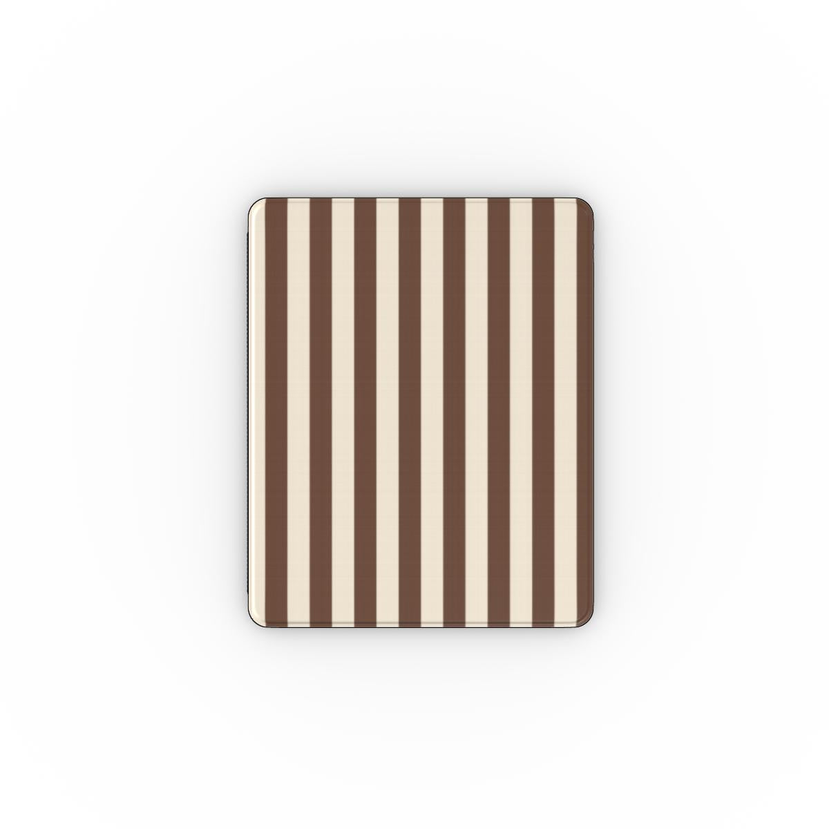 Mocha Cream Stripe iPad case — mocha brown and cream stripes