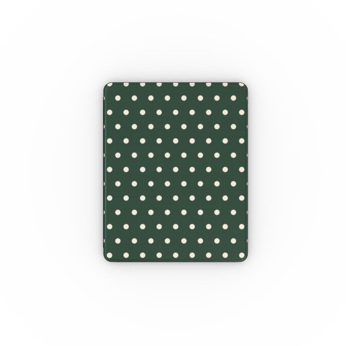 Forest Green Polka Dot iPad case — cream polka dots on deep forest green