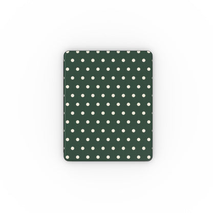 Forest Green Polka Dot iPad case — cream polka dots on deep forest green