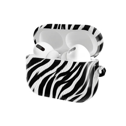 Zebra AirPods case — open angled view