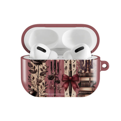Dark Academia AirPods case — open front view