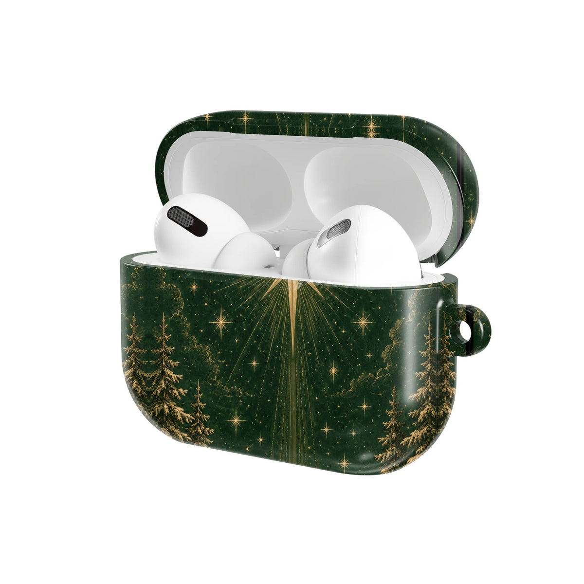 Christmas Star AirPods case — open angled view