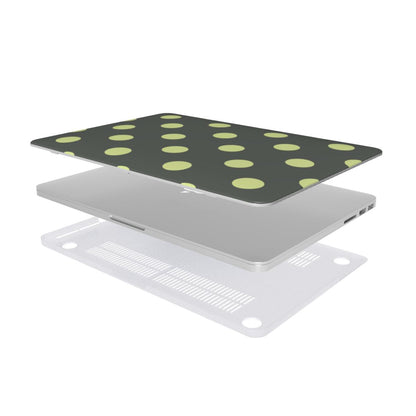 Slate & Lemon Polka Dot MacBook case — hard-shell laptop cover, two-piece shell view
