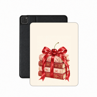 Cherry Bow Book Stack iPad case — bookish coquette