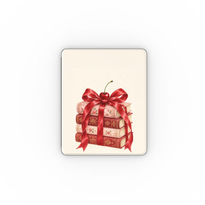 Cherry Bow Book Stack iPad case — bookish coquette