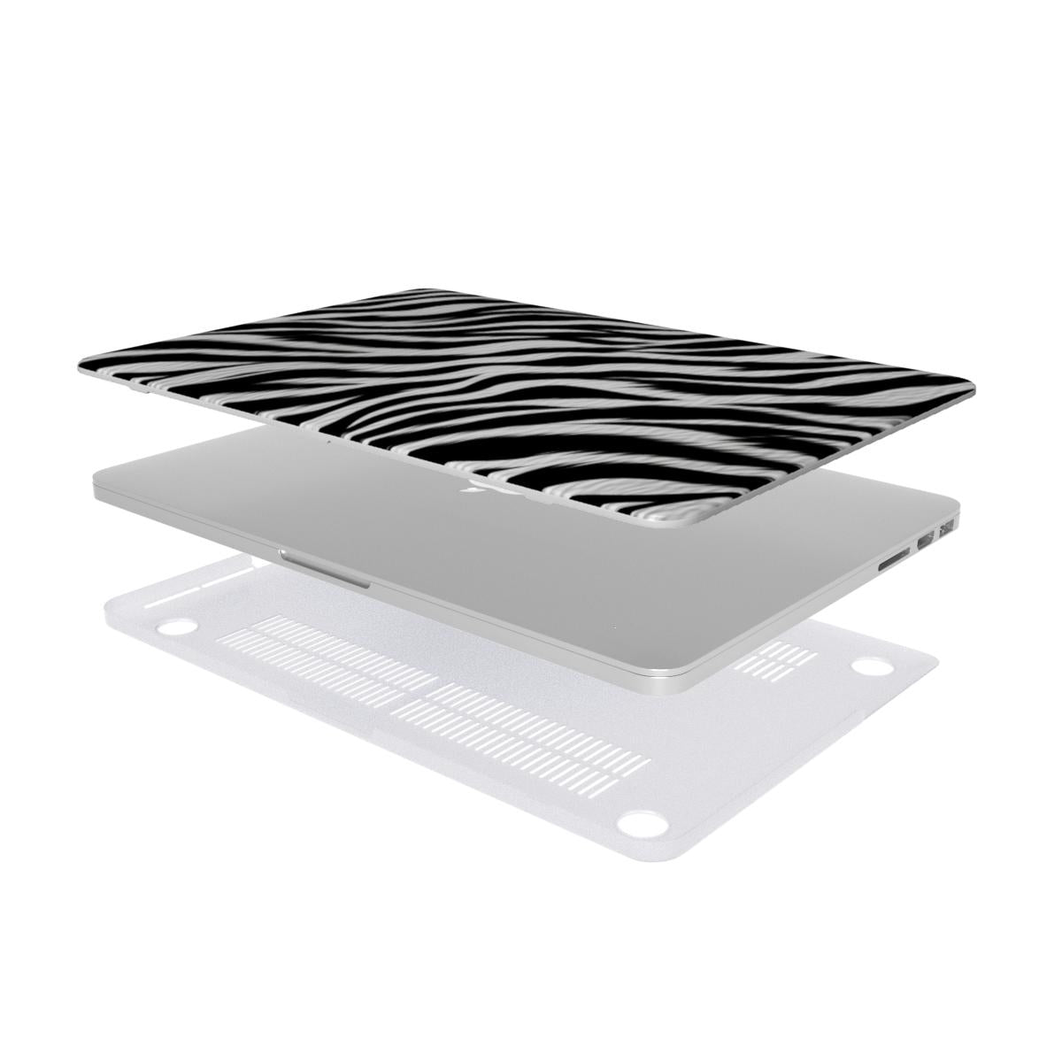 Zebra MacBook case — hard-shell laptop cover, two-piece shell view