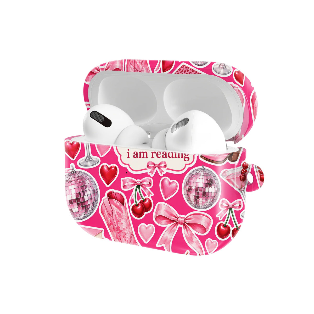 Sssh I Am Reading AirPods case — open angled view