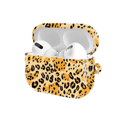 Golden Cheetah AirPods case — open angled view