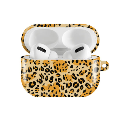 Golden Cheetah AirPods case — open front view